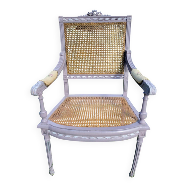 Fauteuil Louis XVI en cannage, milieu du XIXe siècle