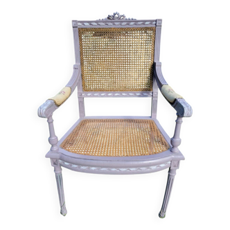 Louis XVI armchair with caning, mid-19th century.
