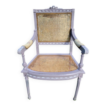 Fauteuil Louis XVI en cannage, milieu du XIXe siècle