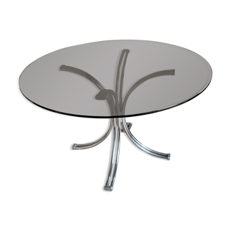 Roche Bobois table. 1970. Chrome and smoked glass.
