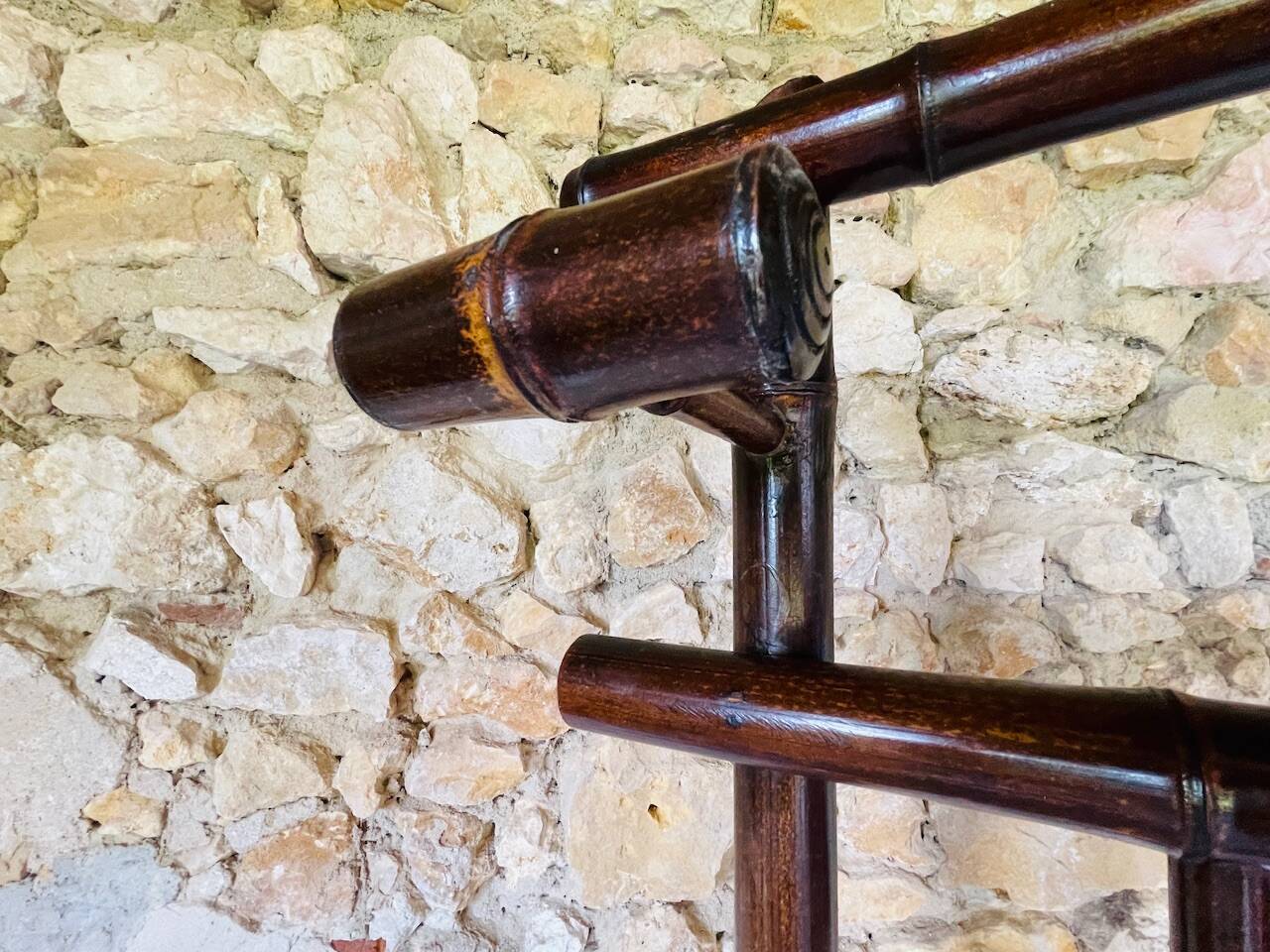 Vestiaire d’entree vintage en bambou avec miroir circa 1920’s