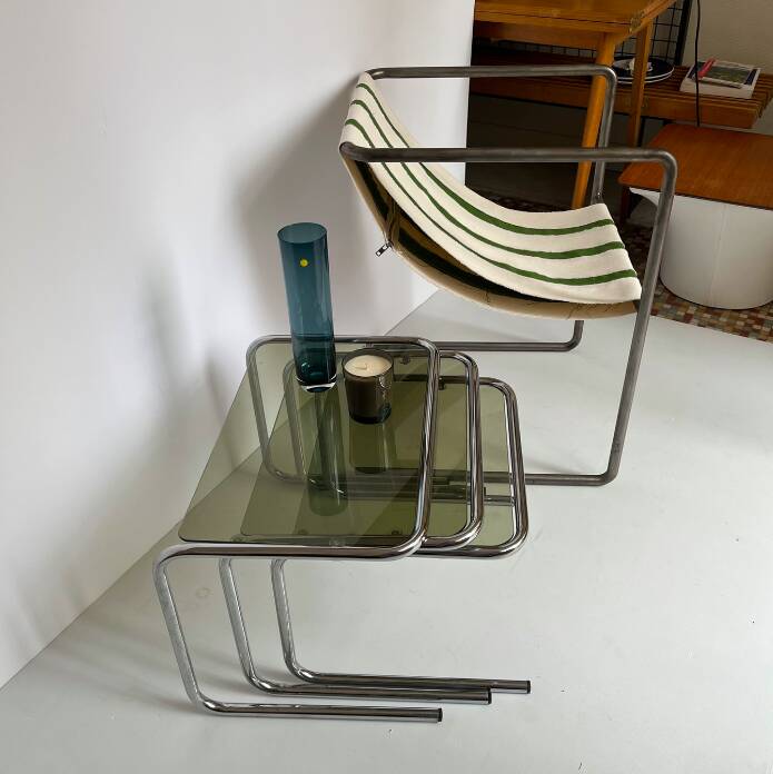Chaise designer Avrandinis coton et acier tubulaire