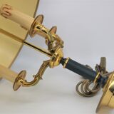 Empire style bronze hot water bottle lamp three lights and lacquered lampshade Lucien Gau