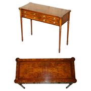 Console en Orme Burr & Bois Satiné restaurée, vers 1920