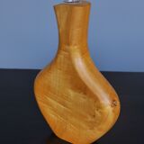 Maple Wood and Glass Sculptural Vase, 1980