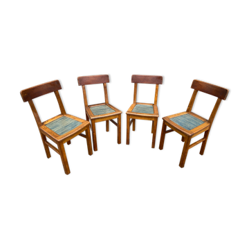 4 chaises 1950 design brutaliste bois
