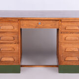 Restored Art Deco Solid Oak Writing Desk Made in the 1930s, Czechia