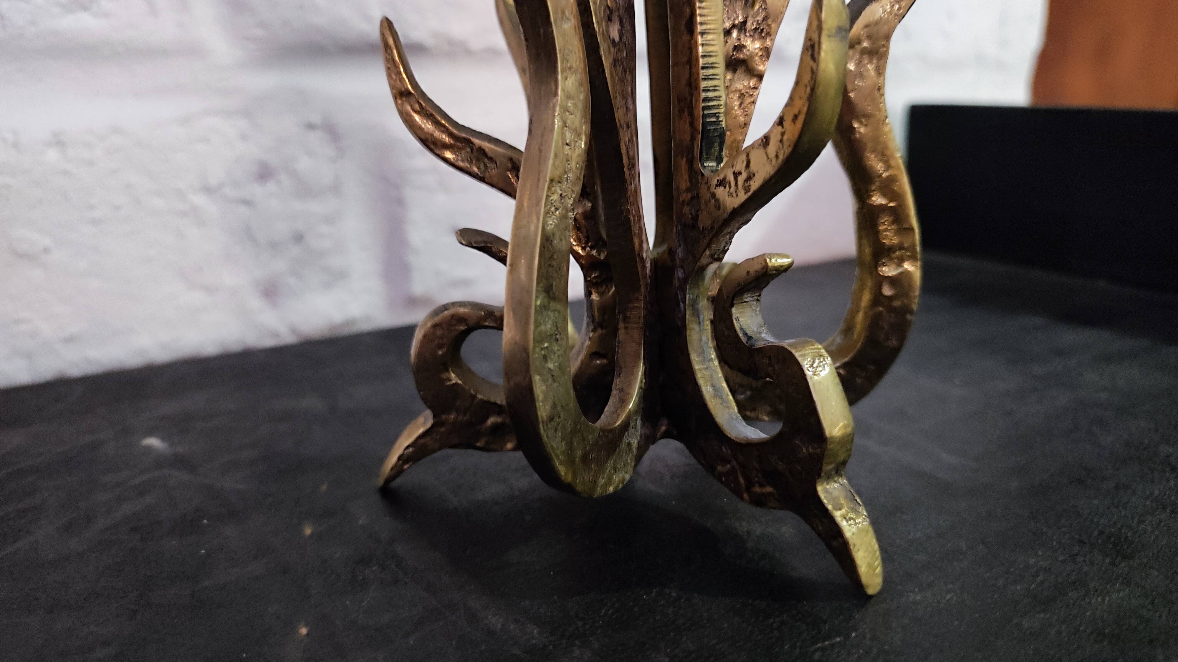 Brutalist Bronze Sculpture Candle Holder or Vase by Heinz Goll