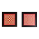 Pair of panels in red and gold straw marquetry. Contemporary.