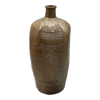 Engraved and square stoneware bottle