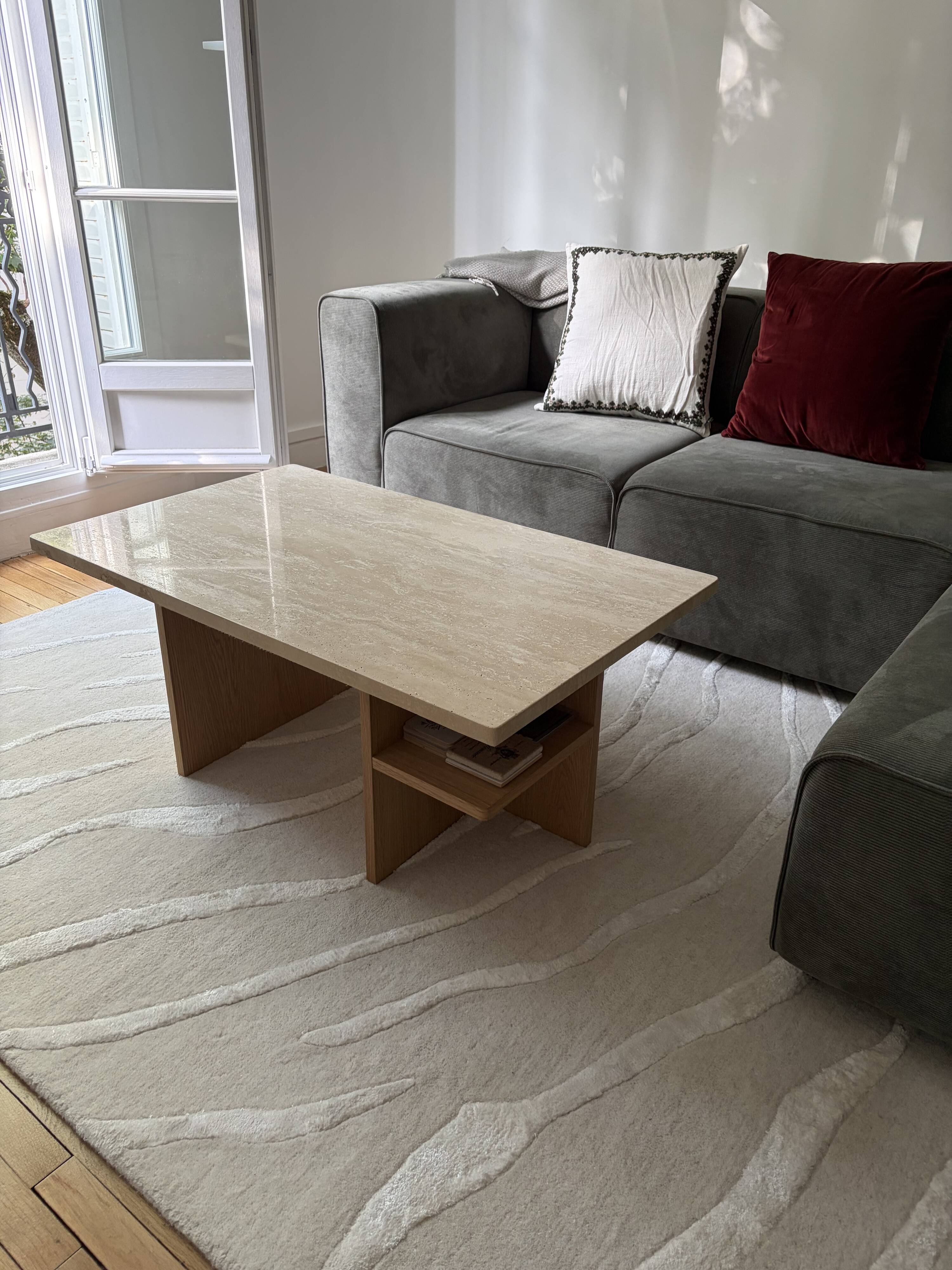 New travertine coffee table