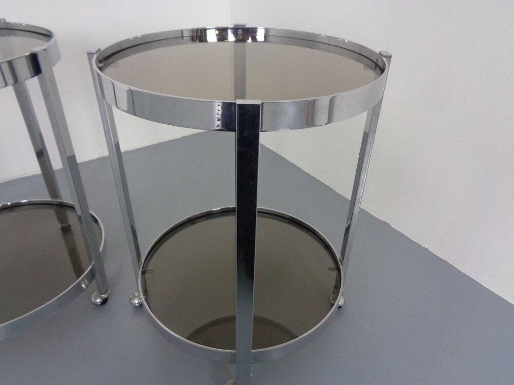 Mid-Century Glass & Metal Serving Bar Carts, 1960s, Set of 2