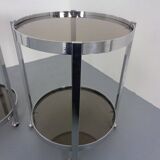 Mid-Century Glass & Metal Serving Bar Carts, 1960s, Set of 2