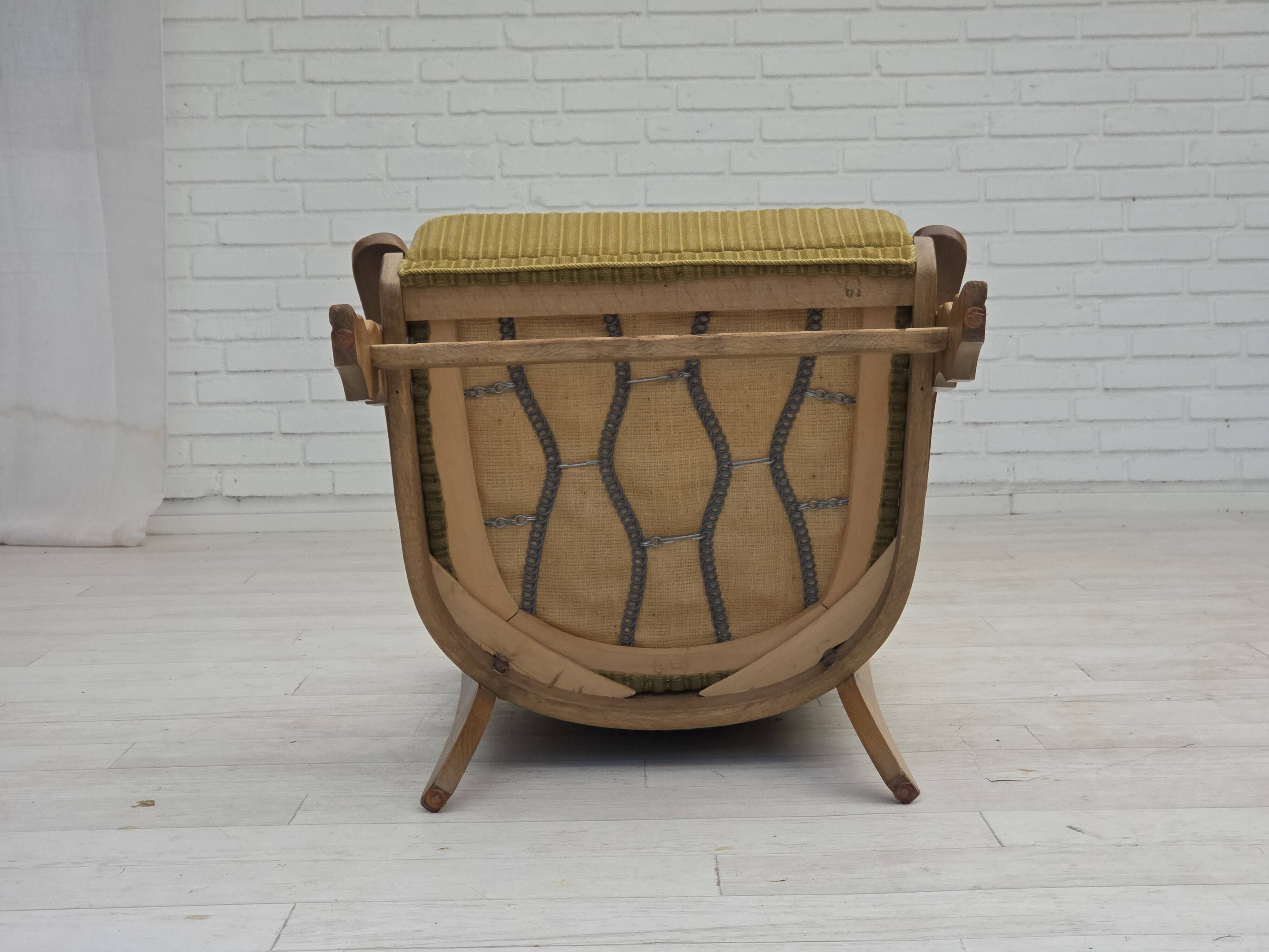 1970s, Scandinavian armchair, cotton/wool fabric, solid oak wood.
