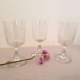 3 cut crystal glasses, foliage