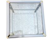 Hollywood Regency side table 1970 brushed metal and gold