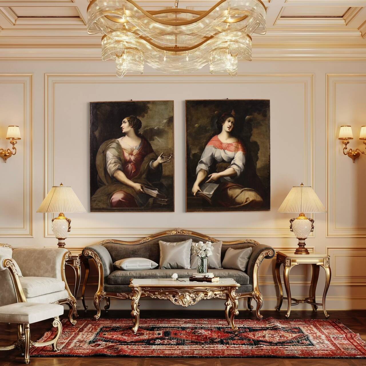 Pair of 17th century Italian paintings, Sibyls