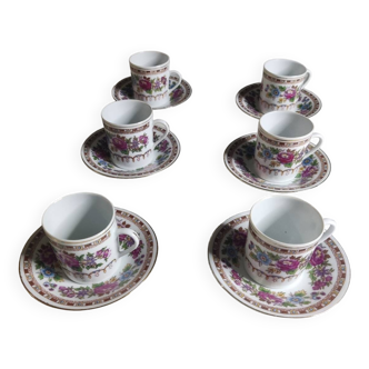 Set of 6 porcelain coffee cups