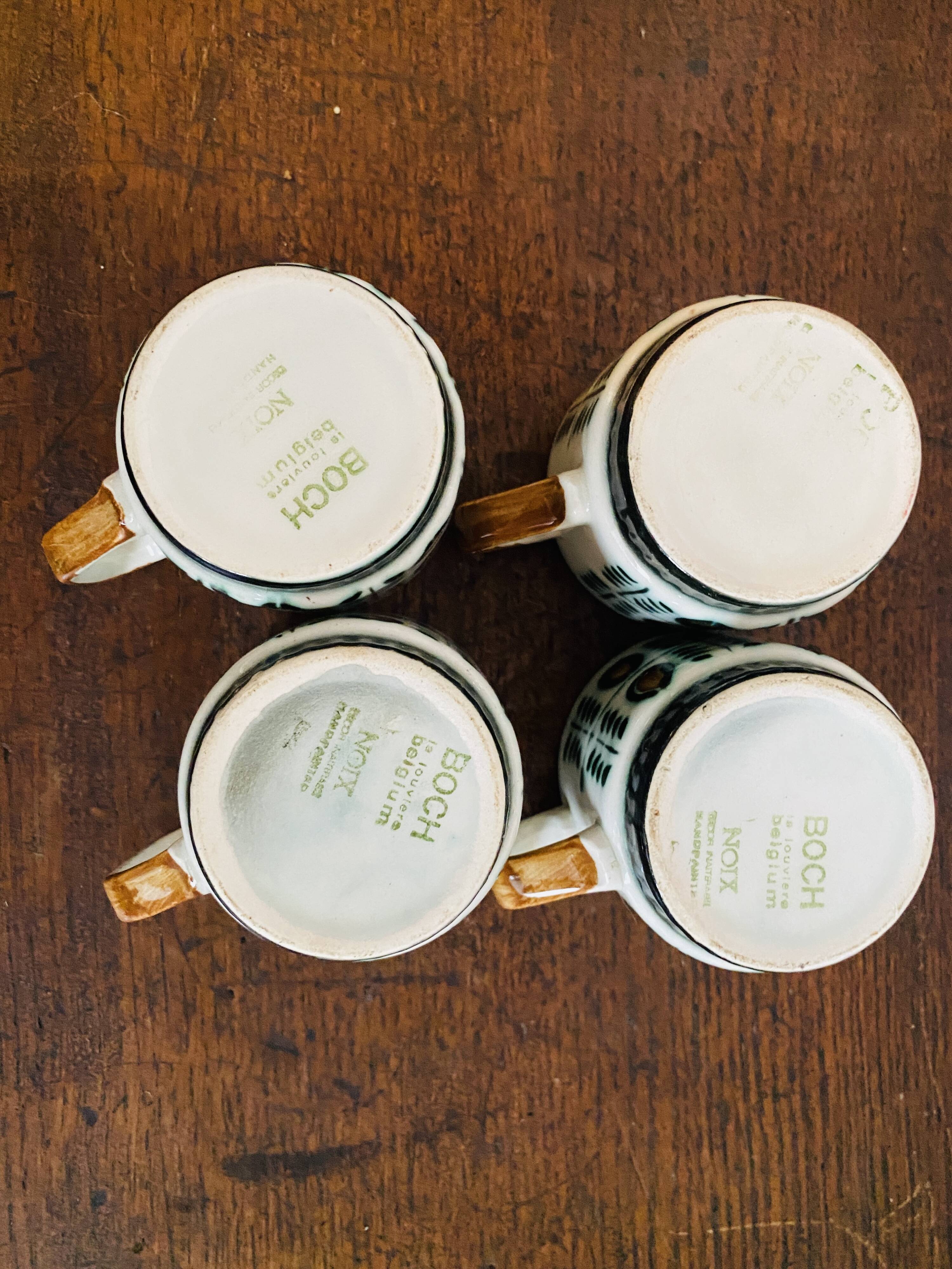 Set of 4 cups Motif Noix Belguim Boch
