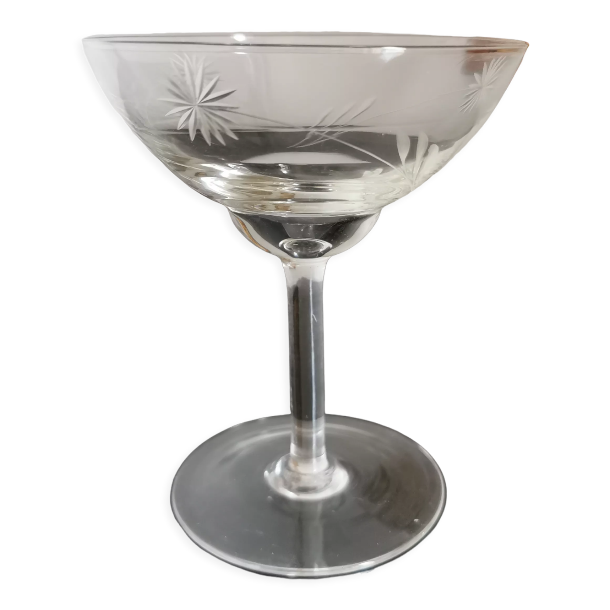 6 vintage crystal champagne glasses