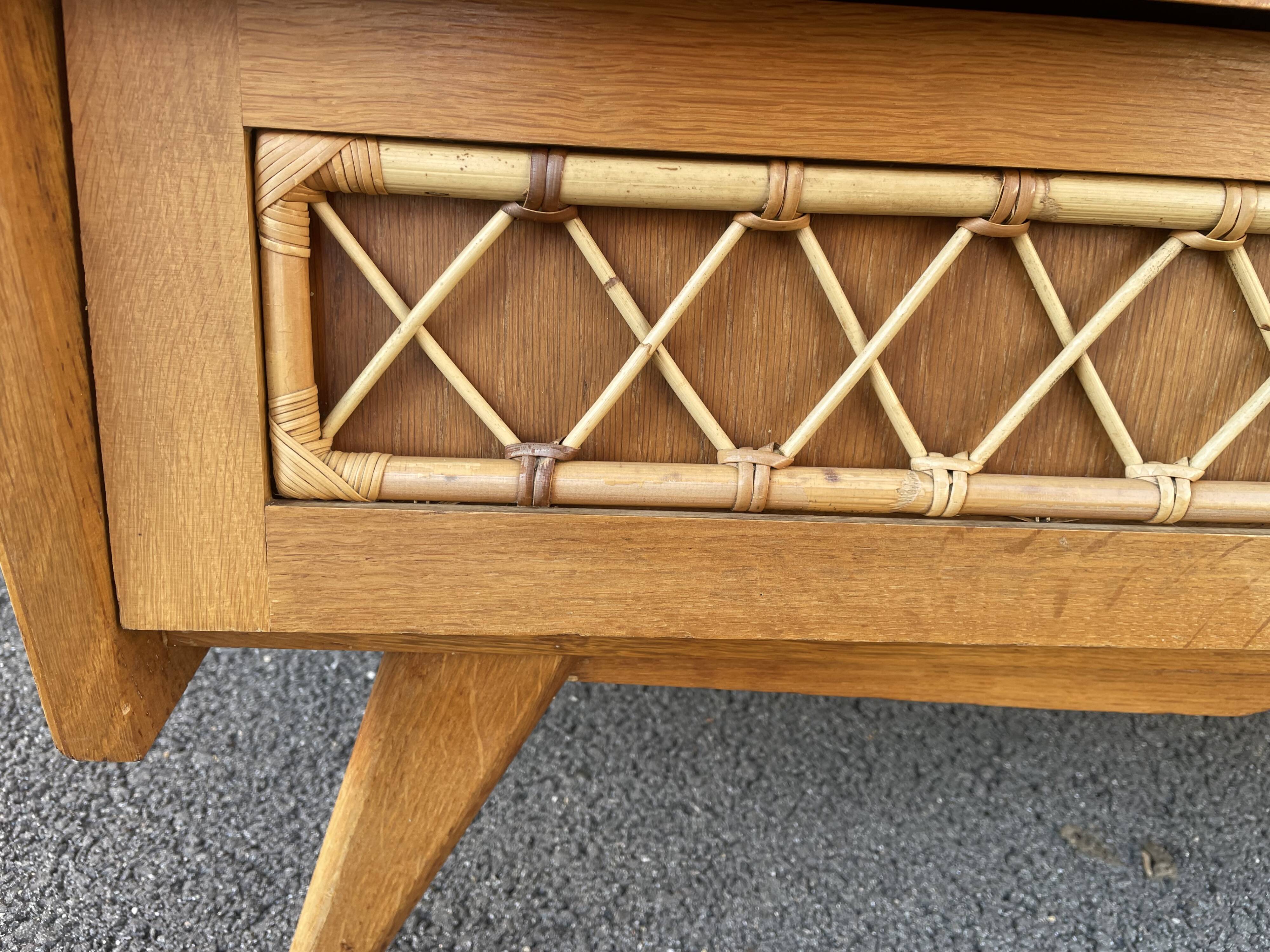 Commode bois et rotin