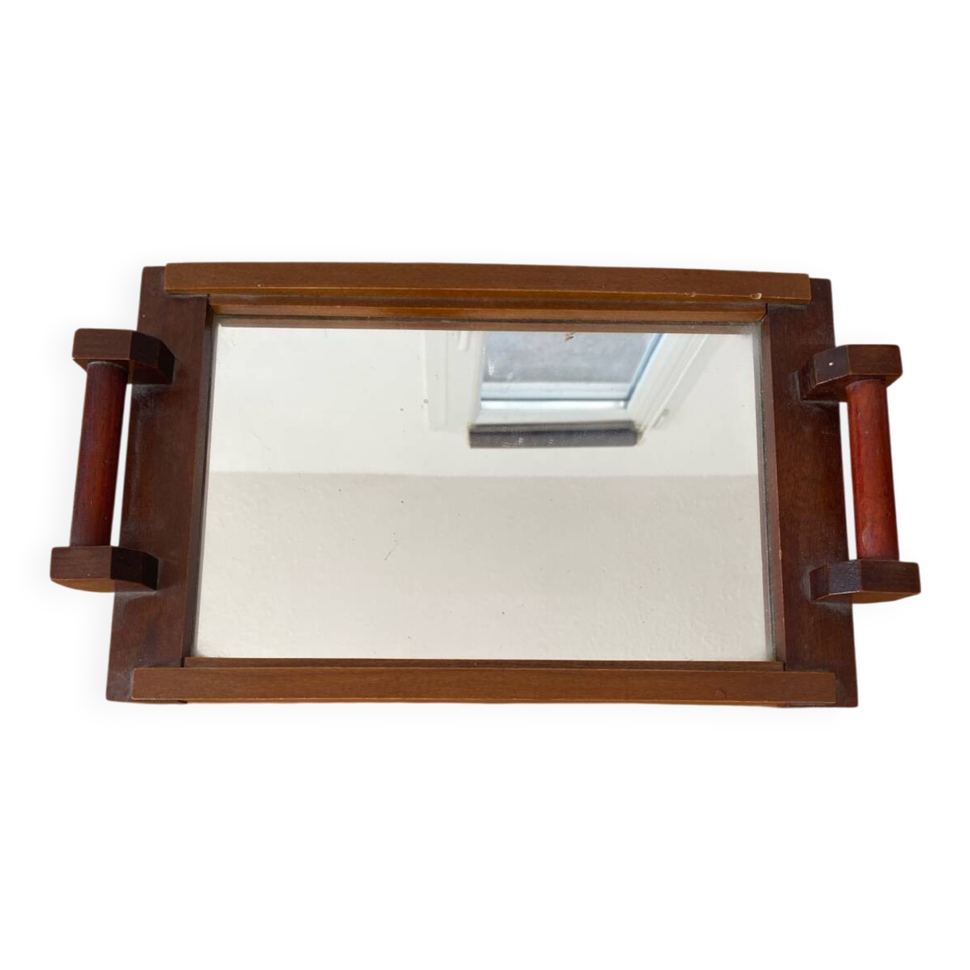 Art Deco wooden and mirror plateau