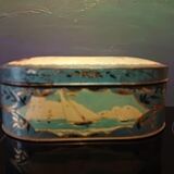 Lithographed sheet metal box " éts au planteur de caiffa " decorations children beach sea boats