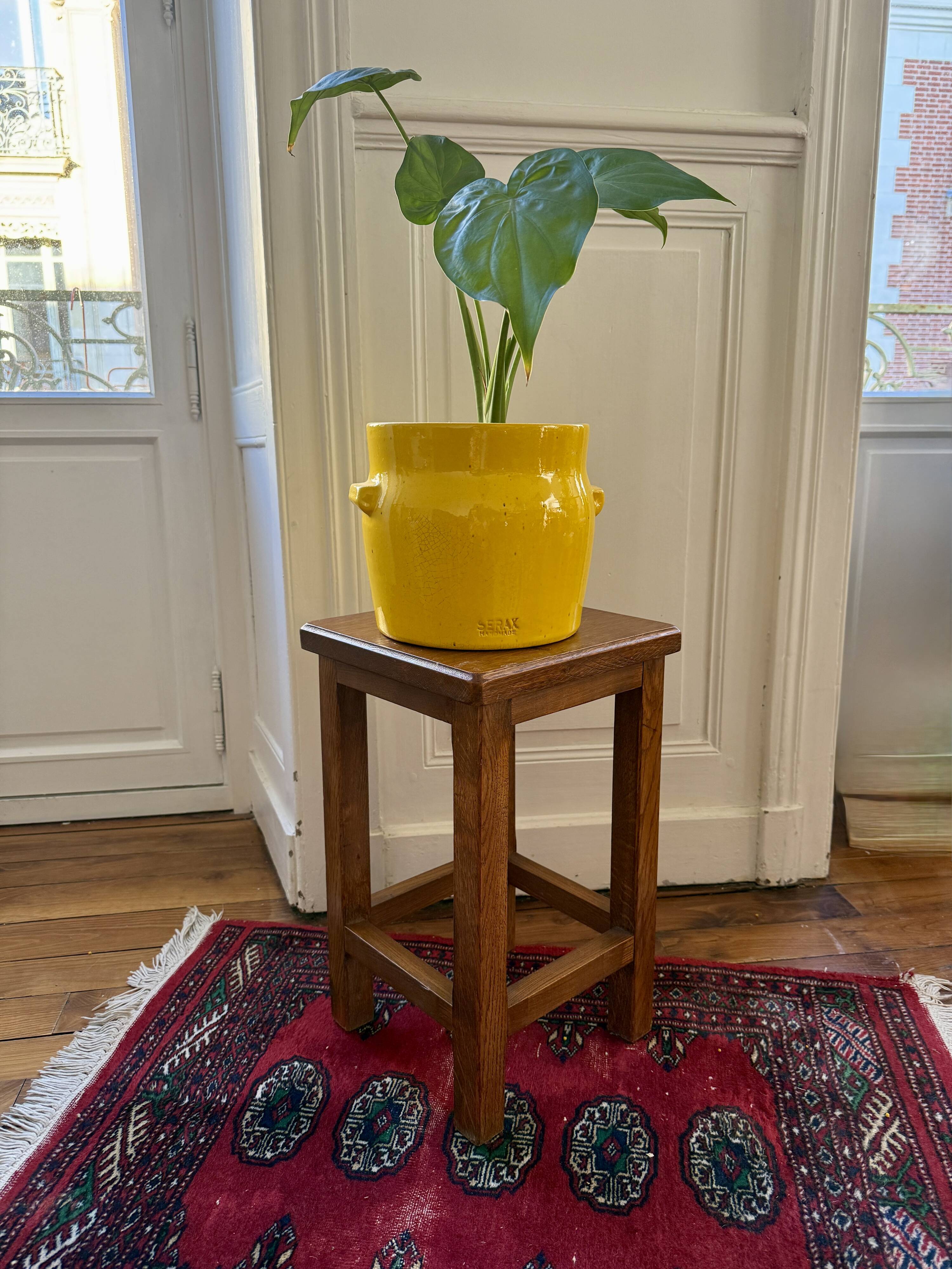 Brutalist wooden stool