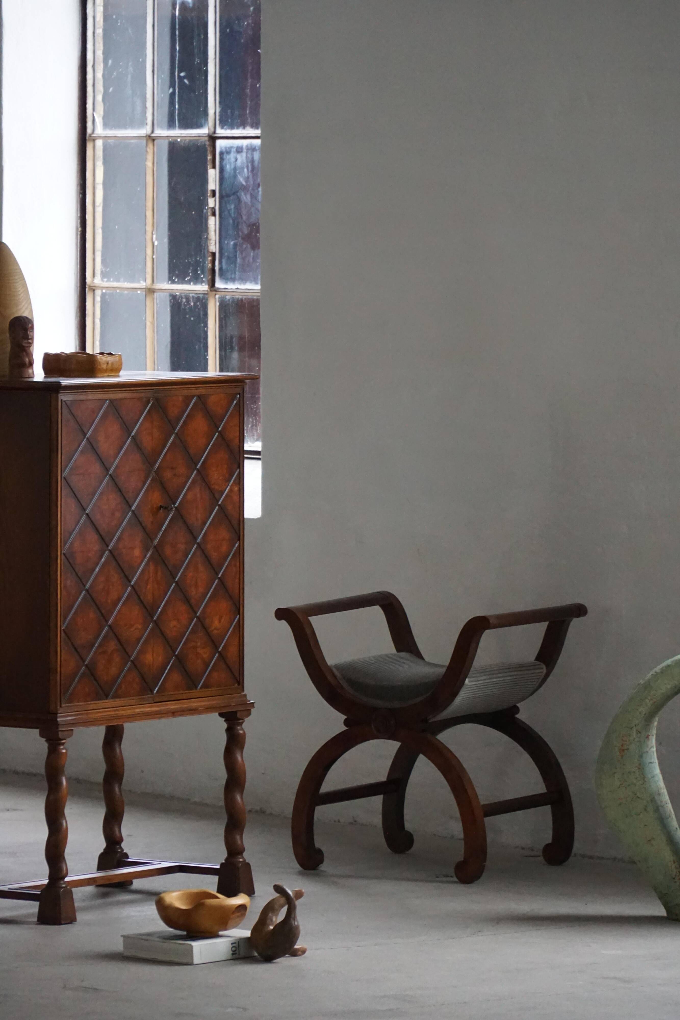 Swedish Grace, Geometric Oak Armoire, Thysells Furniture, Art Deco, 1940s