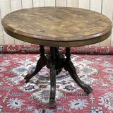 Guéridon anglais fin XIXème en placage de noyer, d'ébène et de buis