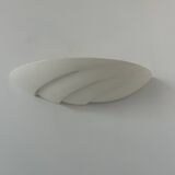 Pair of vintage matte white plaster wall lights, France 1970