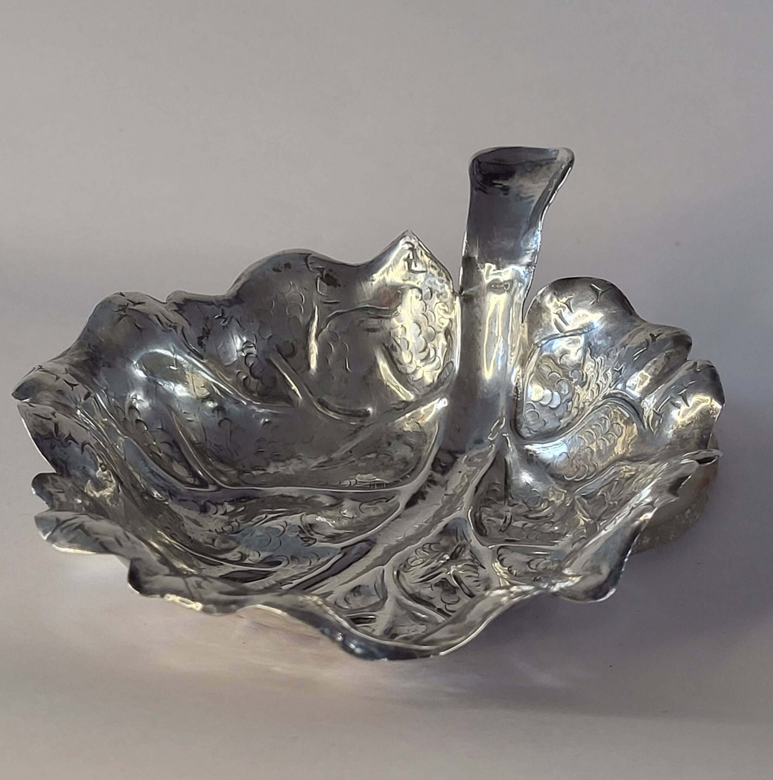 Fratelli Lisi Sterling Silver Leaf Shaped Dish Italian