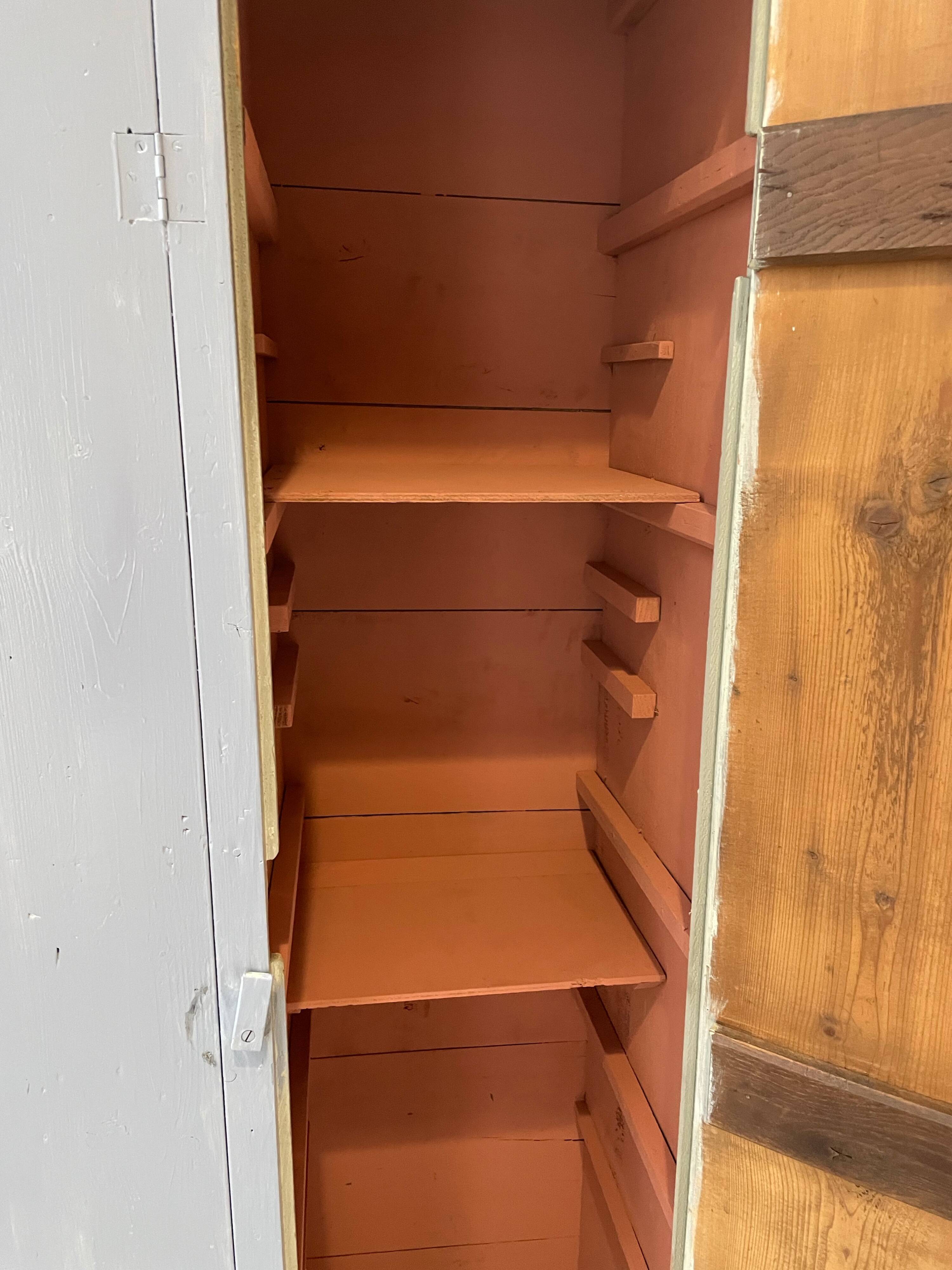 Blue patinated workshop furniture locker room