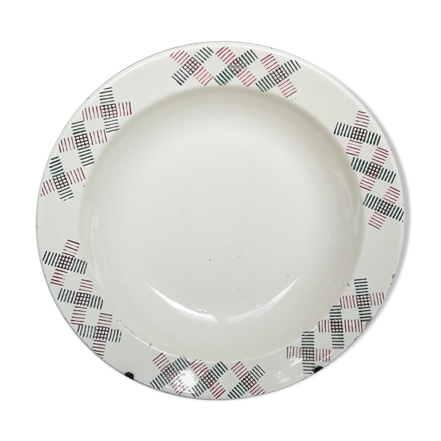 Former Dish Creux Style Art Deco Geometric Forms Vintage Green and Red