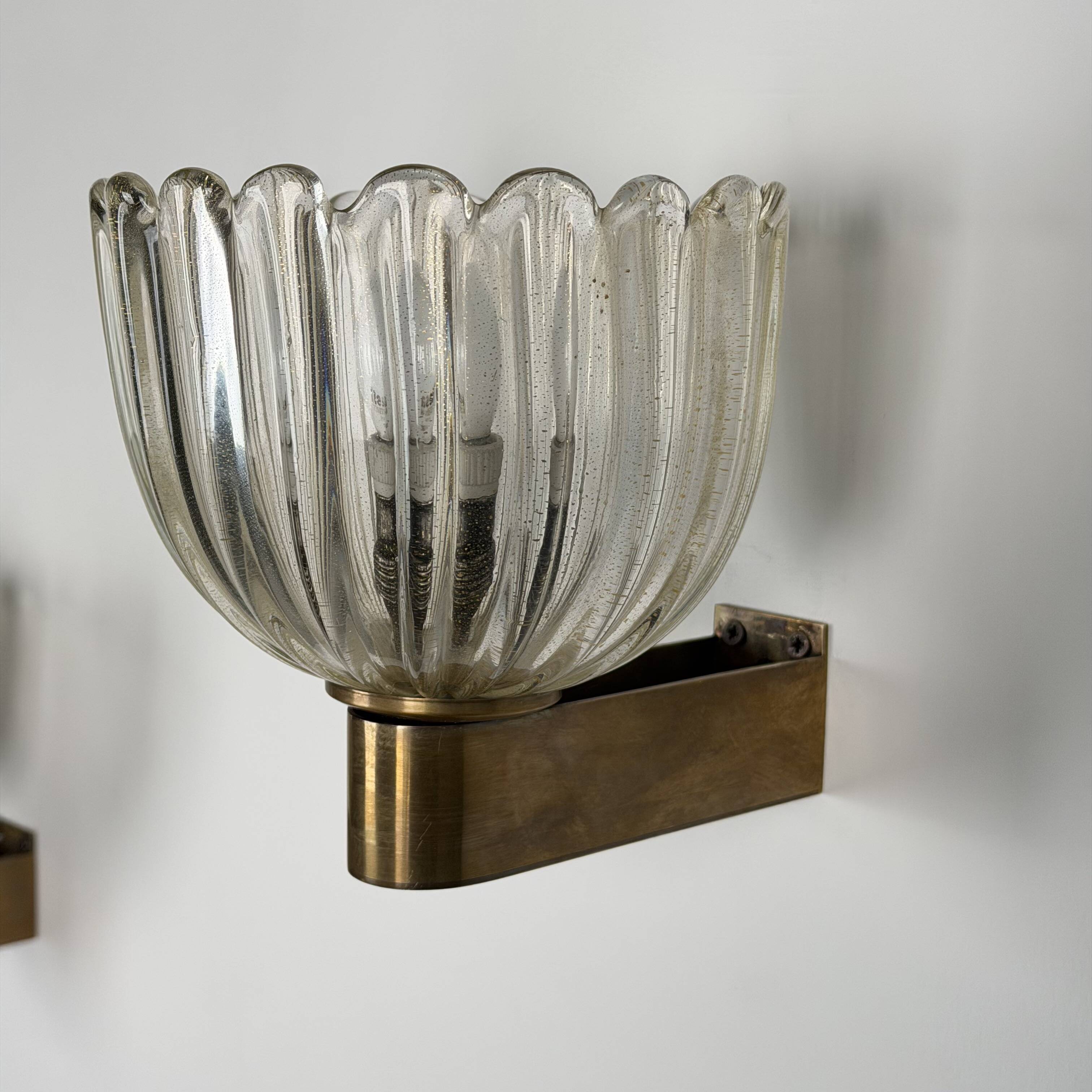 Pair of Murano glass wall sconces by E. Barovier, Italy 1940