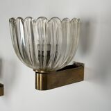 Pair of Murano glass wall sconces by E. Barovier, Italy 1940