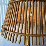 50s rattan plant stand floor lamp