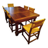 Solid walnut manor table (extendable) with chairs