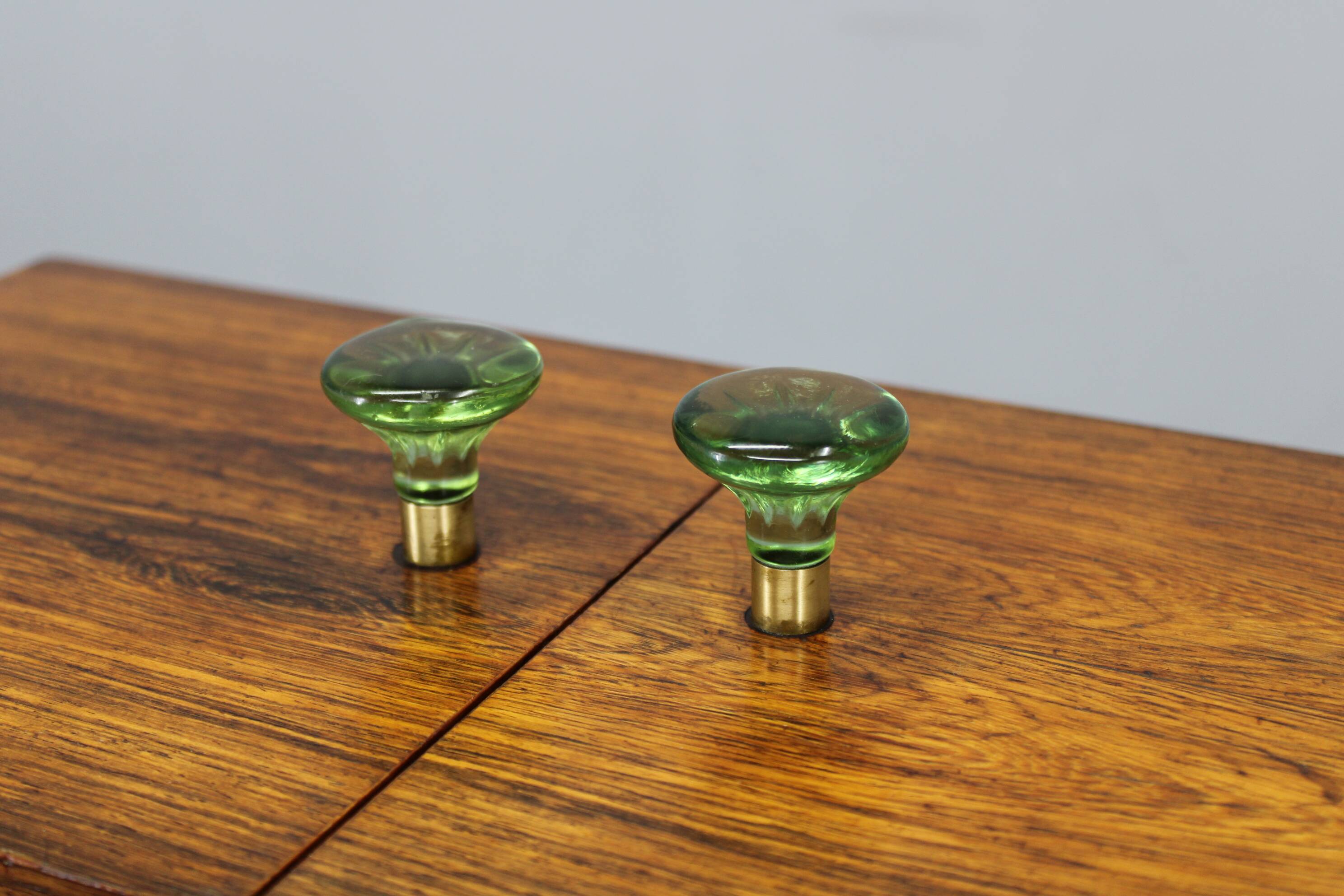 Danish mid-century unfolding sewing box in wood and brass, 1960s