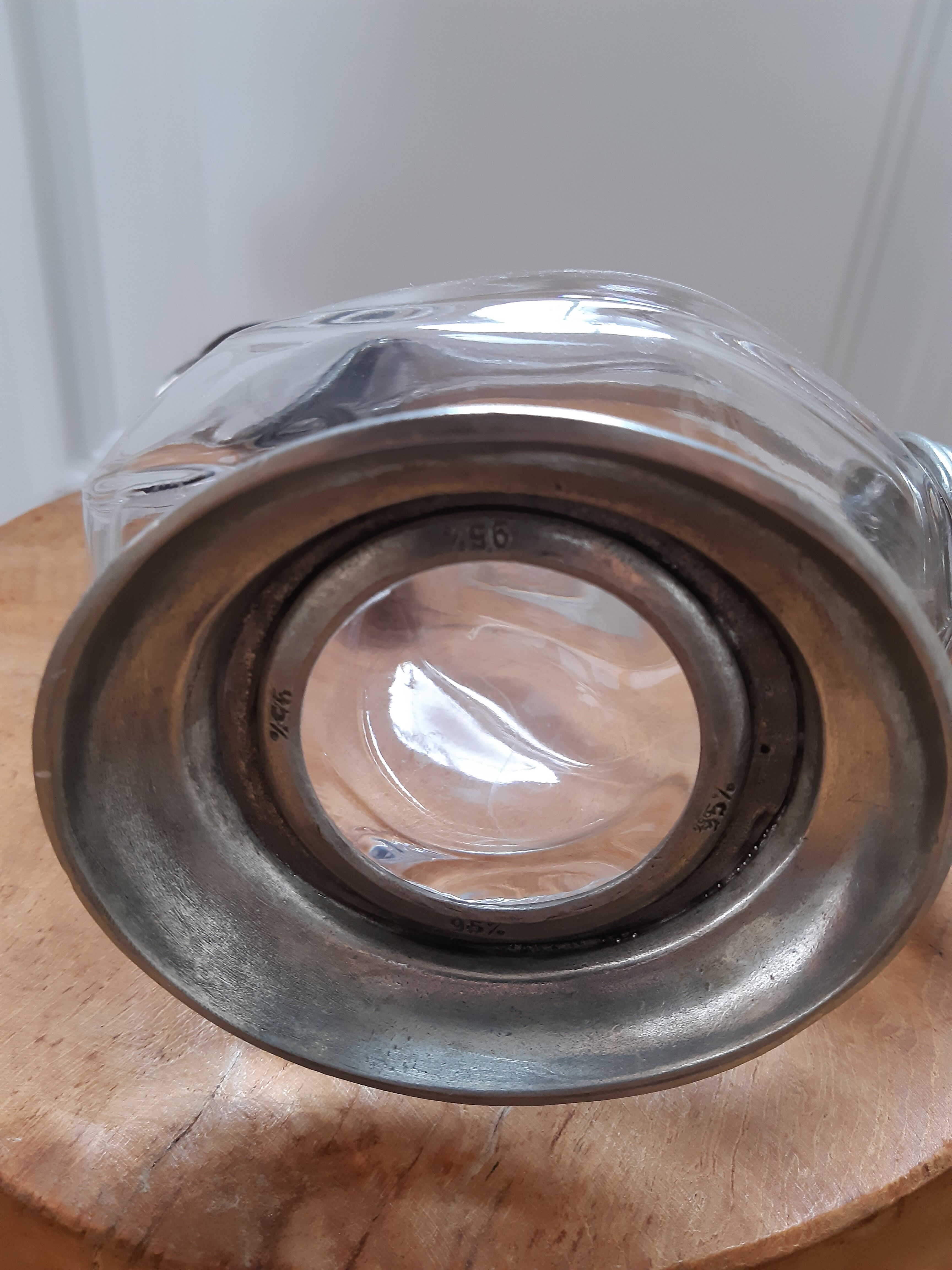 Old duck carafe in crystal and tin