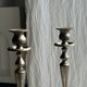 Two large antique silver-plated metal candlesticks, H30