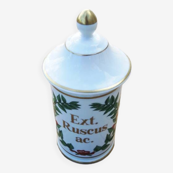 Old Porcelain Medicine Pot / Apothecary Bottle: Ext Ruscus ac.