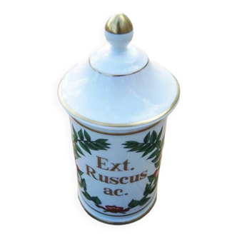 Old Porcelain Medicine Pot / Apothecary Bottle: Ext Ruscus ac.