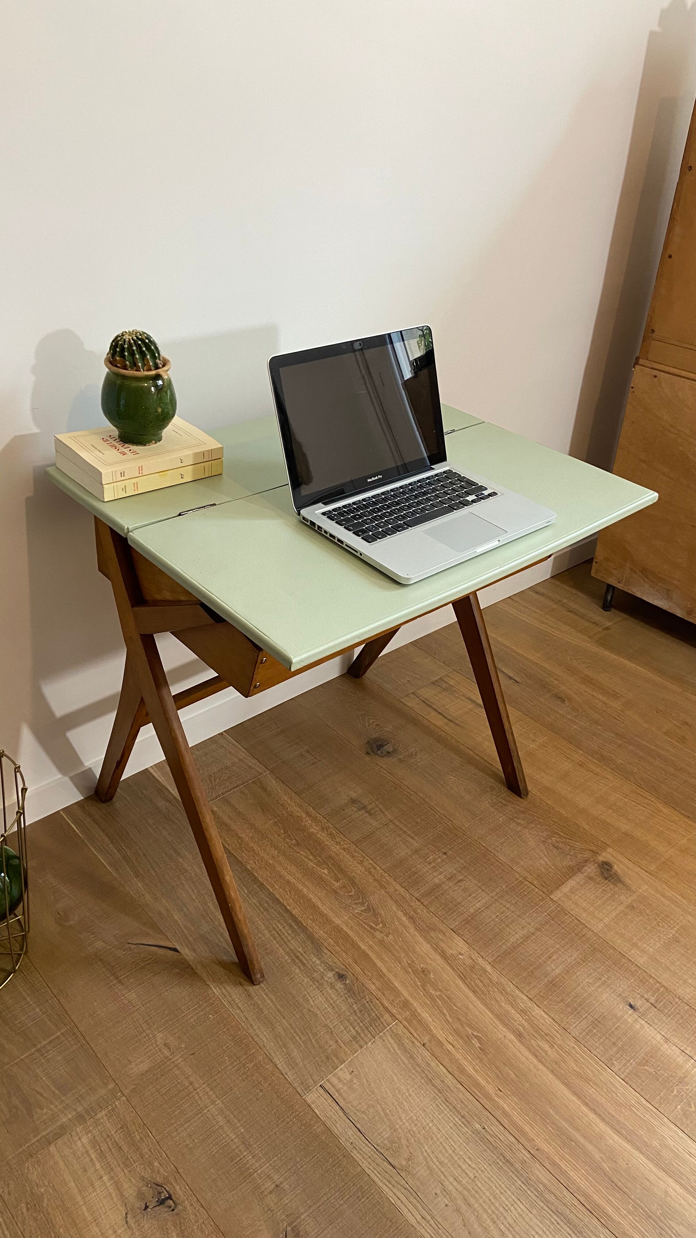 Bureau enfant vintage pieds compas 1950