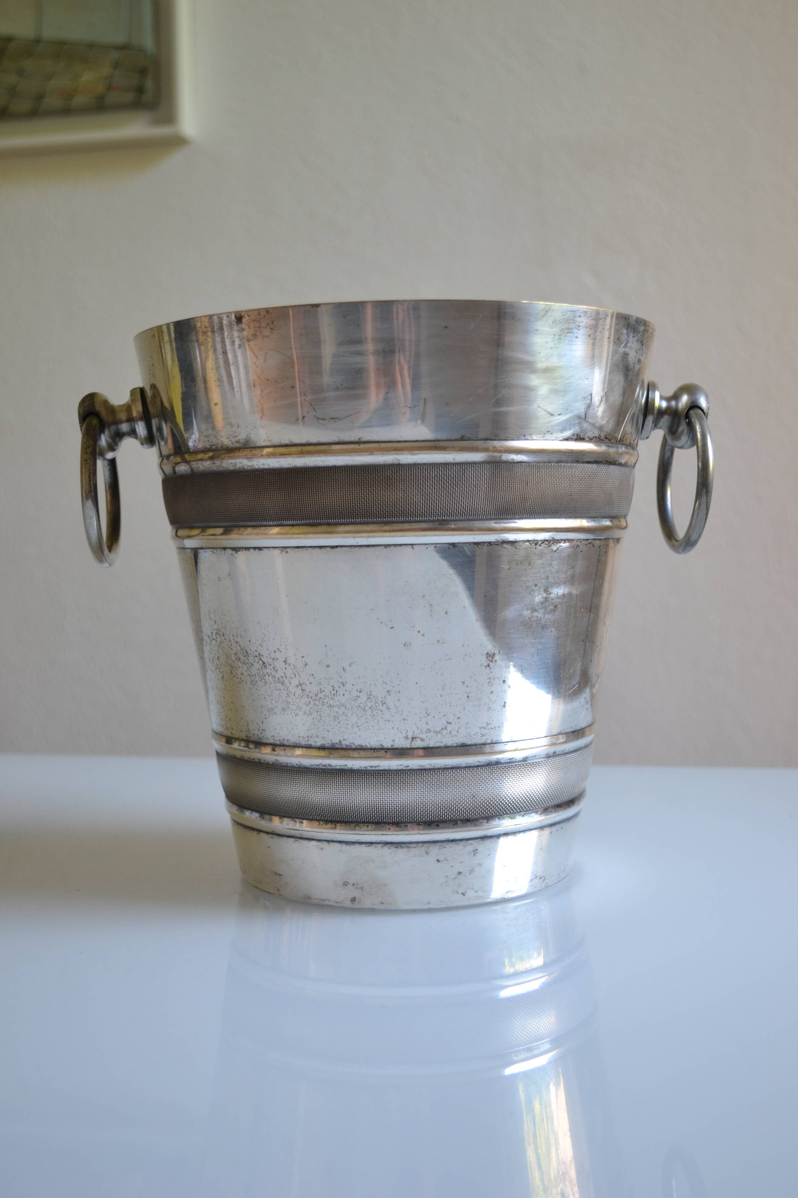Silver-plated ice or champagne bucket with goldsmith's hallmark