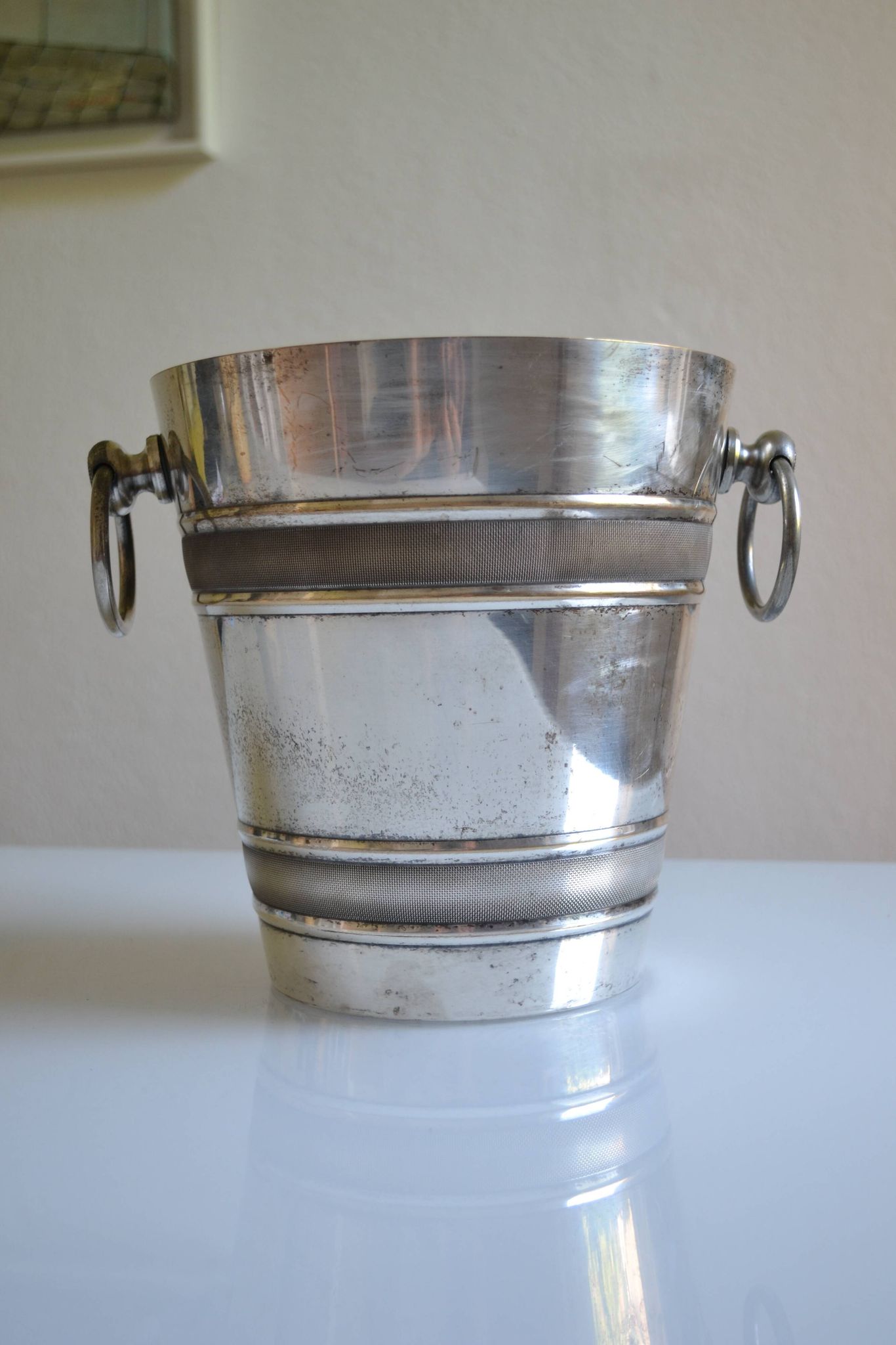 Silver-plated ice or champagne bucket with goldsmith's hallmark