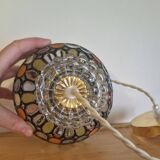 Vintage globe pendant light with stained glass effect