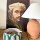 Terracotta lamp, new 2M fabric cable, cotton lampshade