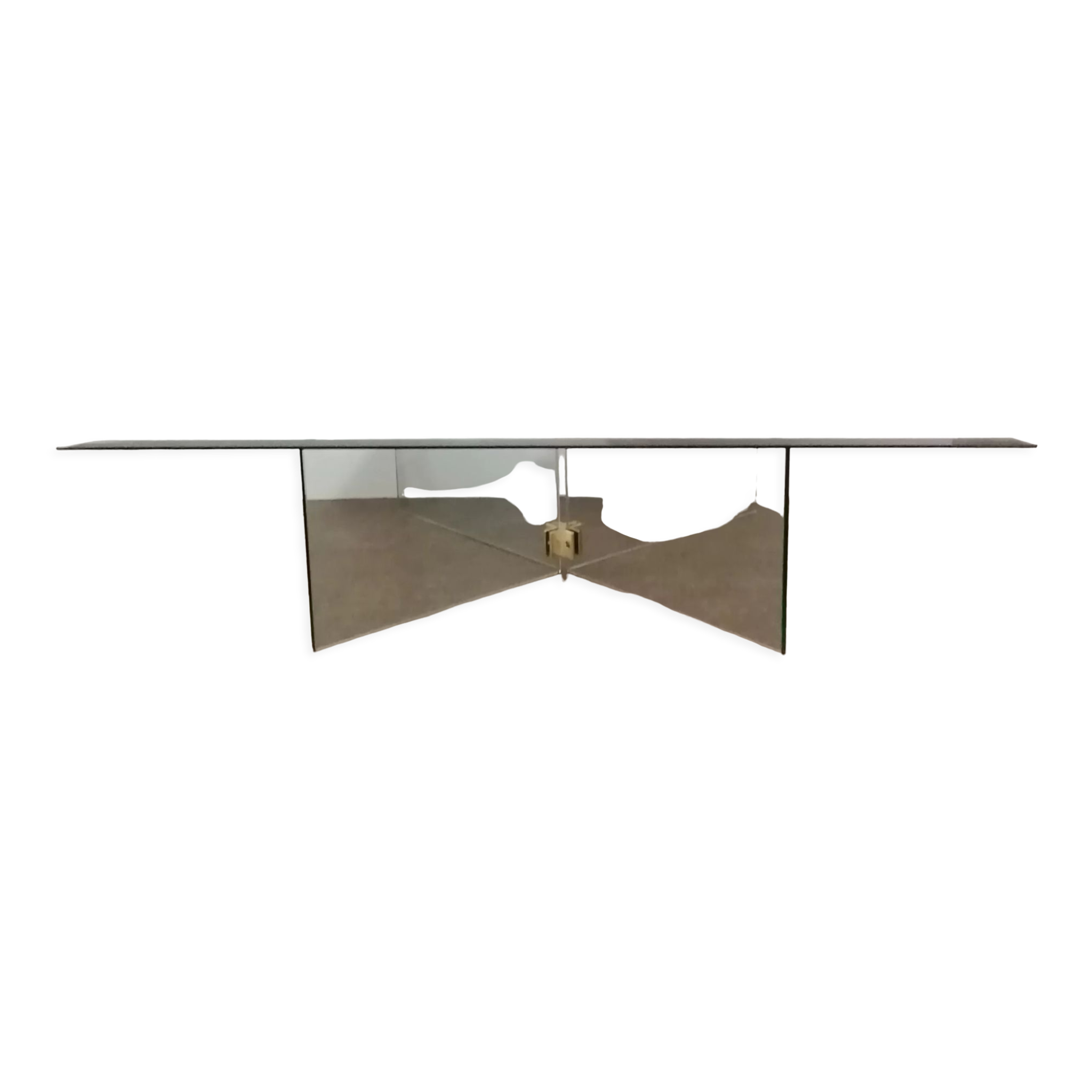 Vintage coffee table by Léon Rosen for Pace Collection all in tempered glass and brass 1970