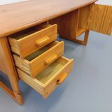 Vintage sled leg pine executive desk from the 60s-70s
